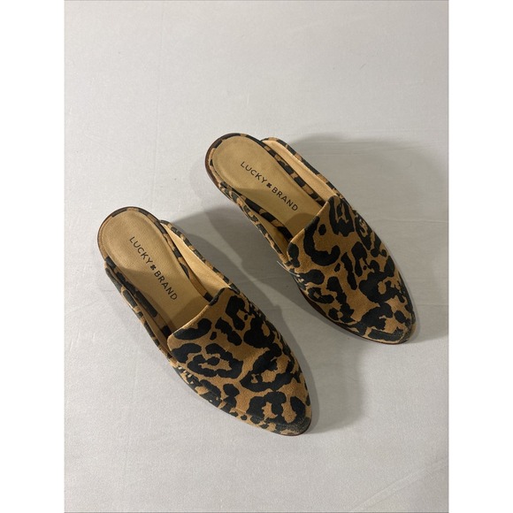 Lucky Brand Shoes - LUCKY BRAND Margrete Cheetah Print Suede Leather Mules Clogs 6M